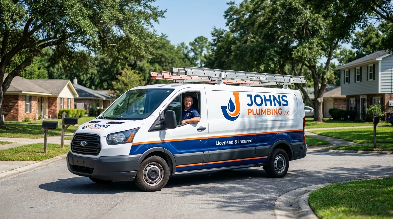Johns Plumbing LLC service van in Sag Harbor, NY