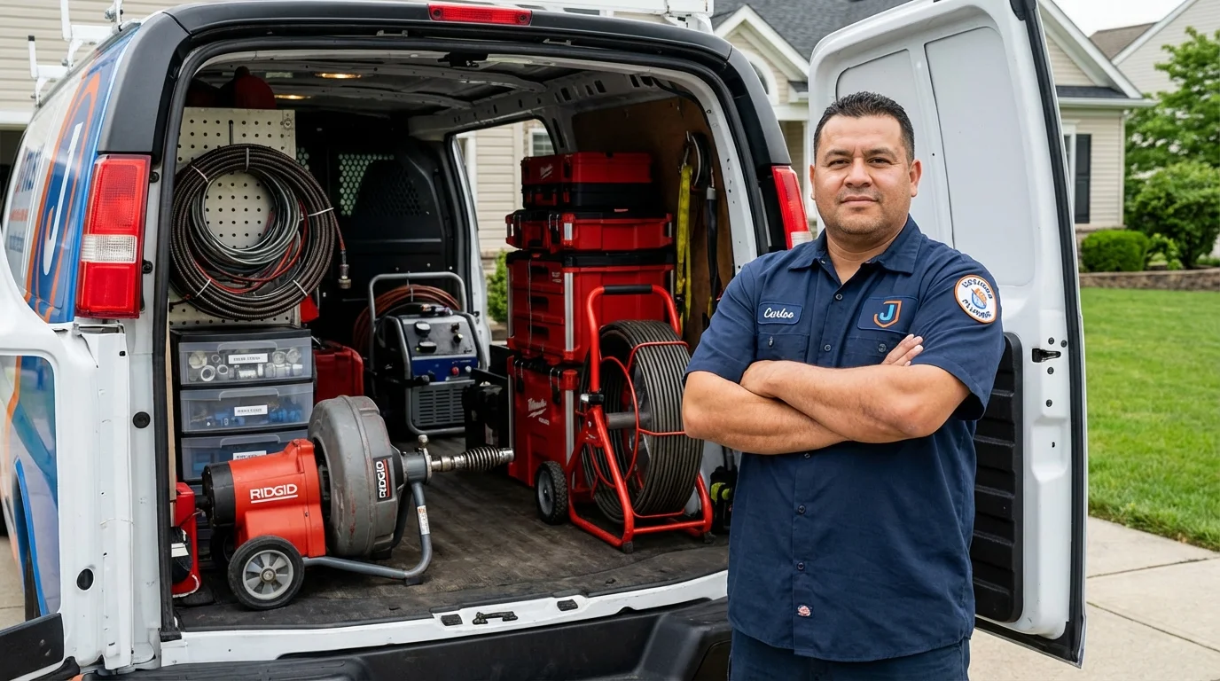 Professional drain cleaning equipment and Johns Plumbing LLC plumber in Sag Harbor