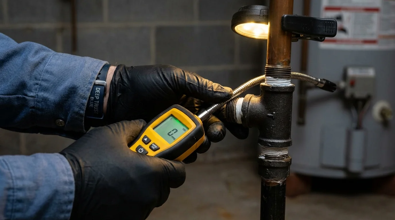 Gas leak detection with electronic sniffer by Johns Plumbing LLC in Sag Harbor